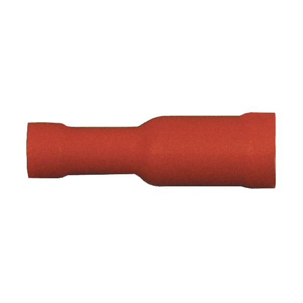 Bullet Terminal, 0.157 in Stud Size, 18 AWG, 600 V, PVC Insulated, Red, 100 PK